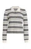 Frame Black And White Long-sleeved Polo Shirt With Striped Motif In Fabric Woman In Blue