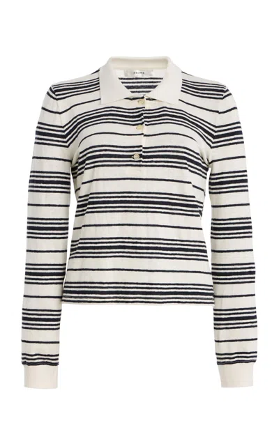 FRAME FRAME THE STRIPED LINEN POLO SHIRT