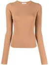 Frame Modal-blend Long-sleeve Top In Brown