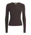 Frame Slinky Long Sleeve Rib Henley Top In Chocolate In Brown
