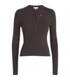 Frame Modal Ribbed Henley T-shirt In Brown