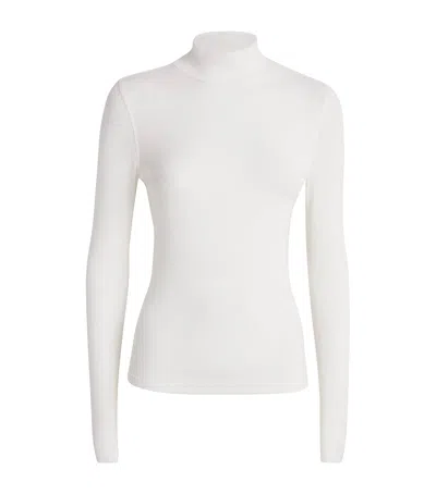 Frame Modal Ribbed Rollneck Sweater In White