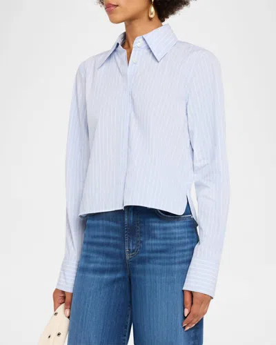 FRAME MODERN COLLAR SHIRT IN OXFORD BLUE MULTI