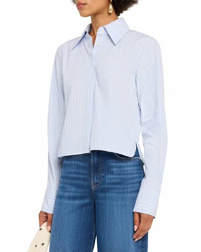 Frame Modern Collar Shirt In Oxford Blue Multi In Black
