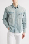Frame Modern Cotton Denim Snap-up Western Shirt In Blue