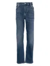 Frame Low-rise Straight Jeans In Blue