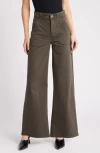 Frame Modern Patch Pocket Wide Leg Pants In Rich Military