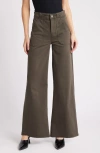 Frame Modern Patch Pocket Wide Leg Pants In Rich Military