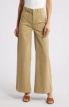 Frame Modern Patch Pocket Wide Leg Pants In Sahara Khaki