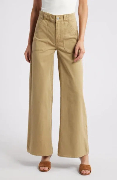 Frame Modern Patch Pocket Wide Leg Trousers In Sahara Khaki