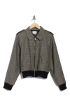 Frame Modern Plaid Bomber Jacket In Gray