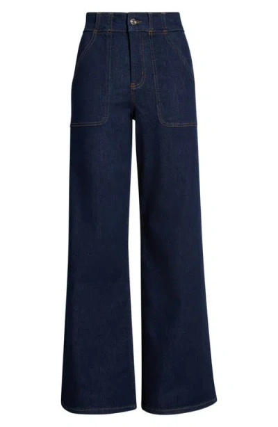 Frame Modern Pocket High Waist Wide Leg Jeans In Black