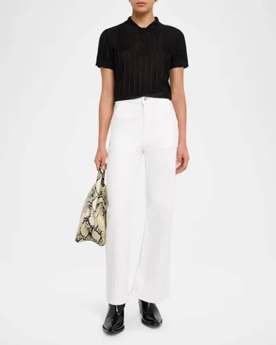 Frame Modern Pocket Wide Leg Jeans In White
