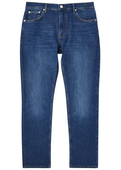 Frame Modern Straight Distressed Jeans In Dark Blue