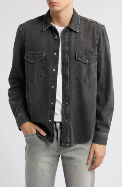 Frame Modern Western Snap-up Shirt In Blue