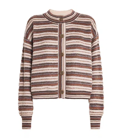 Frame Mohair-blend The Femme Stripe Cardigan In Blue