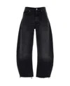 Frame Crop Wide-leg Denim Trousers In Black
