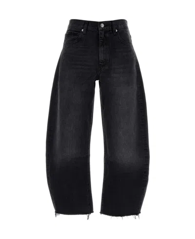 Frame Crop Wide-leg Denim Trousers In Black