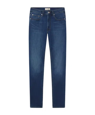 Frame Five-pocket Design Straight Jeans In Blue