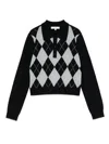 Frame Cropped Diamond Print Wool Blend Polo In Multi