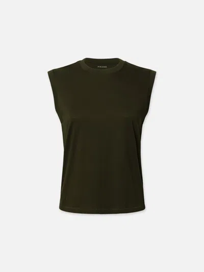Frame Muscle Crew Tank Military Cotton In Green