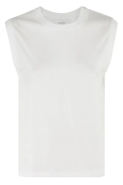 Frame Muscle Crewneck Tank Top In White