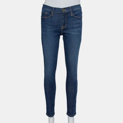Pre-owned Frame Navy Blue Denim Le Skinny De Jeanne Crop Lennox Jeans M In Orange