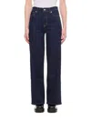 Frame Navy Blue Straight Jeans With Classic Five-pocket Design In Blue