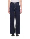 Frame Navy Blue Straight Jeans With Classic Five-pocket Design In Blue