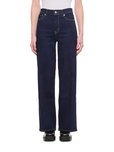 Frame Navy Blue Straight Jeans With Classic Five-pocket Design
