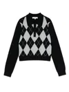 Frame Navy Blue Wool Blend Argyle Polo Shirt In Black