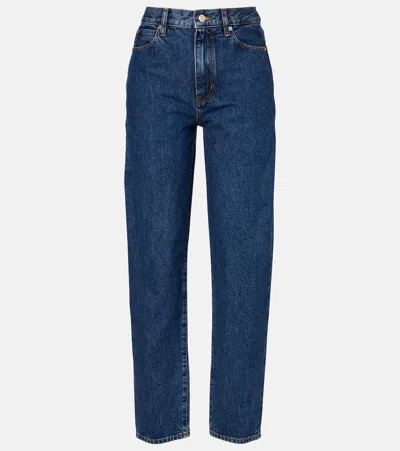 Frame Neat High-rise Straight Jeans In Blue