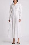 Frame Nipped Long Sleeve Twill Maxi Dress In White