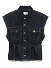 Frame Womens Rinse Nipped Pointed-collar Denim Vest In Blue