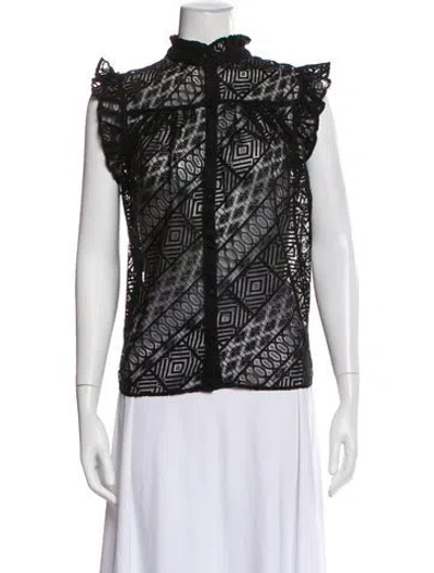 Pre-owned Frame Nylon Lace Pattern Blouse In Black