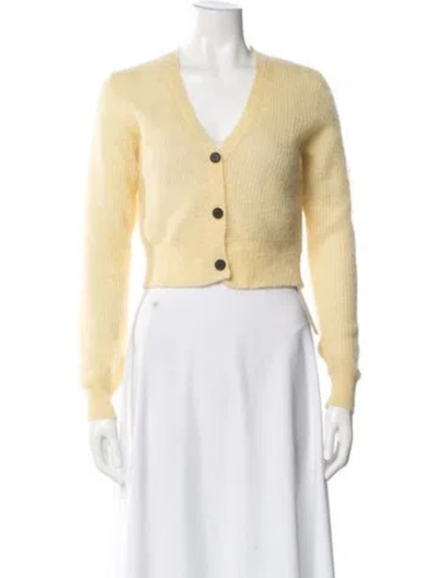 Pre-owned Frame Nylon V-neck Sweater In Yellow