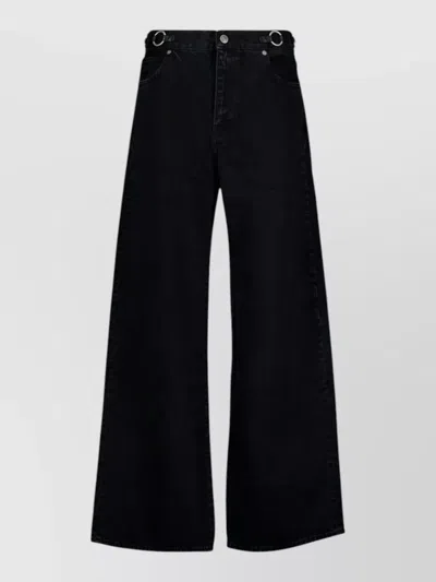 Frame The O-ring Stroll Embellished Leather-trimmed High-rise Wide-leg Jeans In Multi