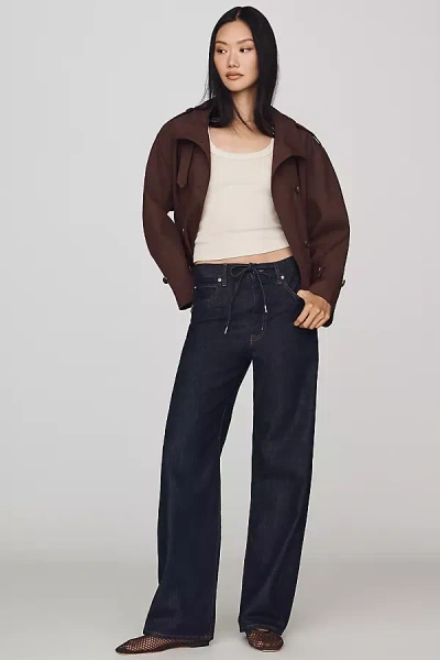 Frame Off Duty High-rise Wide-leg Drawstring Jeans In Black