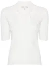 Frame Lace-up Ribbed Top In White