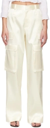 Frame Satin Straight Cargo Pants In Bone