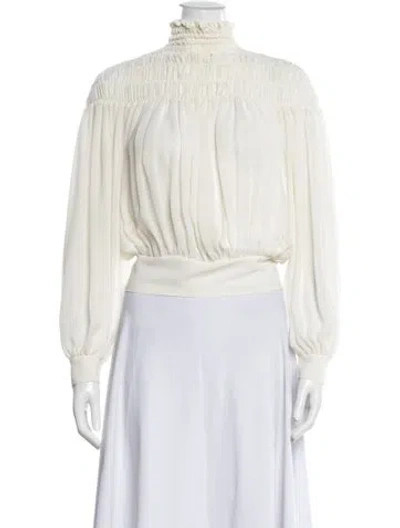 Pre-owned Frame Off-the-shoulder Long Sleeve Blouse In White