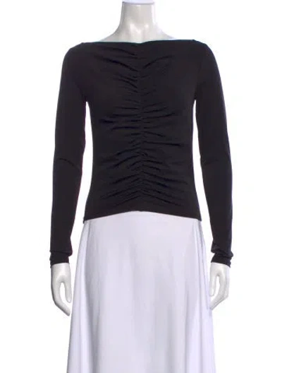 Pre-owned Frame Off-the-shoulder Long Sleeve Top In Black