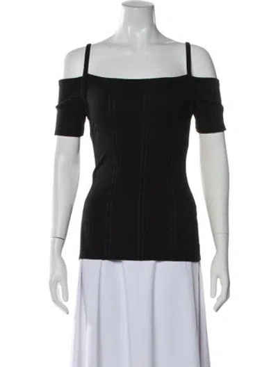 Pre-owned Frame Off-the-shoulder Short Sleeve Top In Black