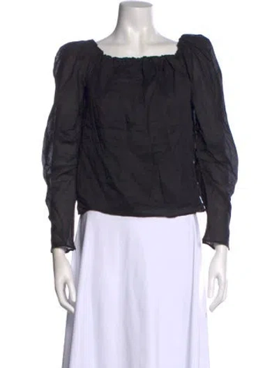 Pre-owned Frame Off-the-shoulder Three-quarter Sleeve Blouse In Black