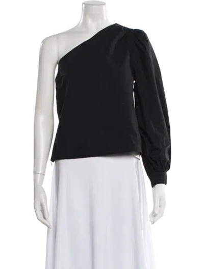 Pre-owned Frame One-shoulder Long Sleeve Top In Black