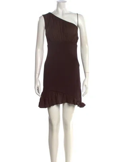 Pre-owned Frame One-shoulder Mini Dress In Brown