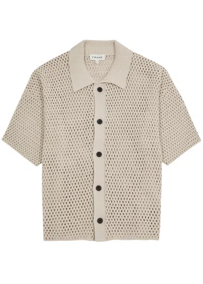 Frame Open-knit Cotton Shirt In Ecru