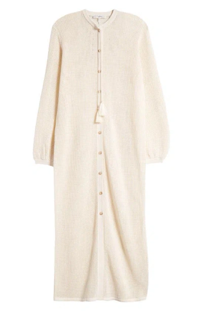 Frame Open Knit Long Sleeve Maxi Jumper Dress In Cream