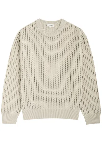 Frame Open-knit Wool-blend Jumper In Grey