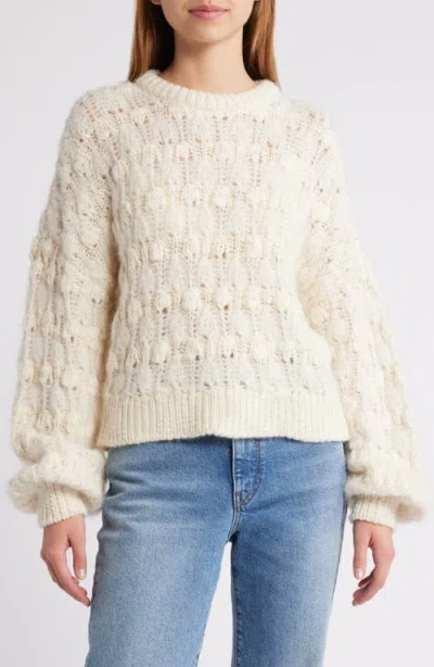 Frame Open Stitch Alpaca Blend Crewneck Sweater In Cream